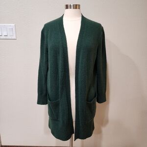 Madewell Kent Cardigan Long Line Open Front Alpaca Blend Forest Green size XS